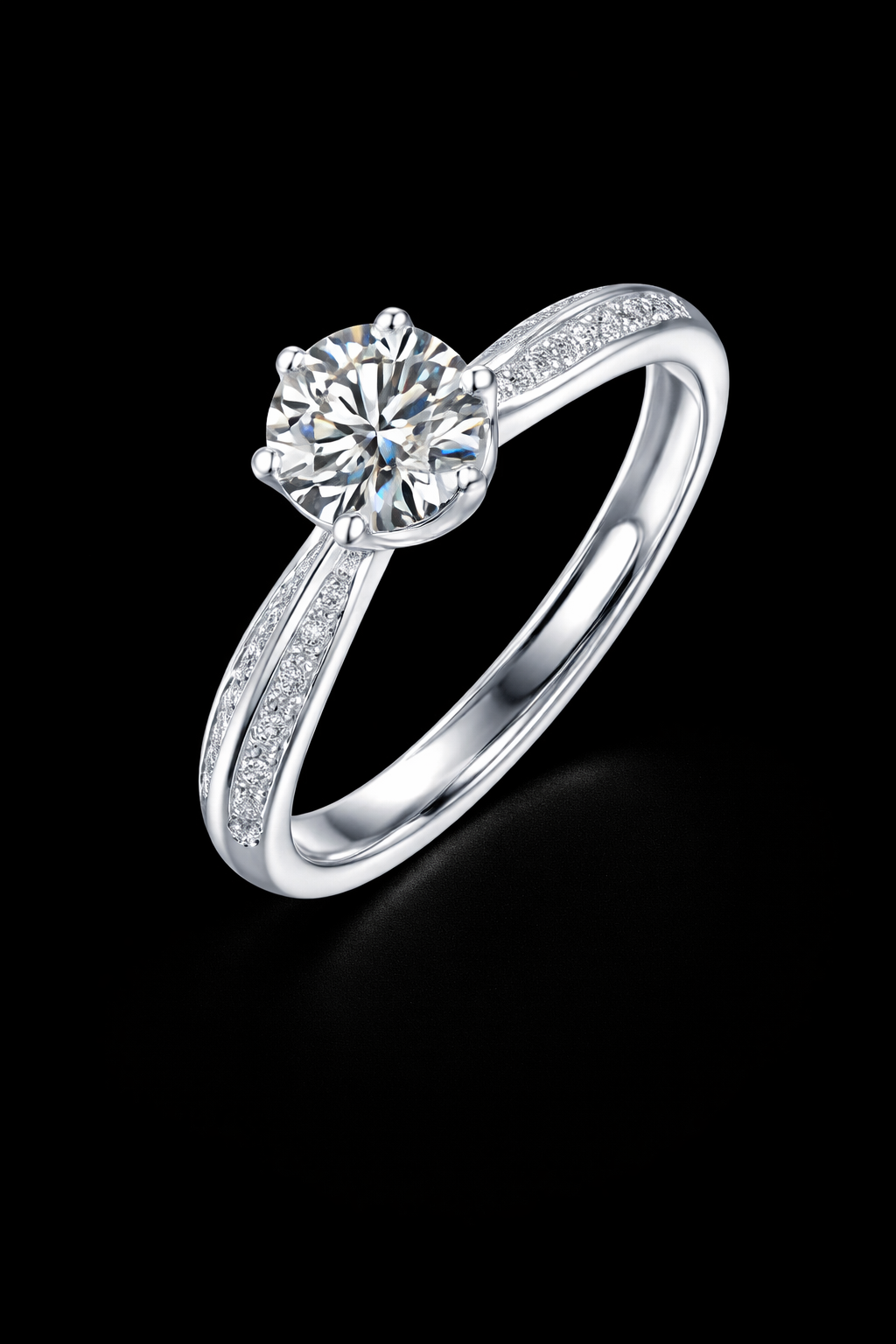 Inel Moissanite Selectie. Argint. Reglabil.