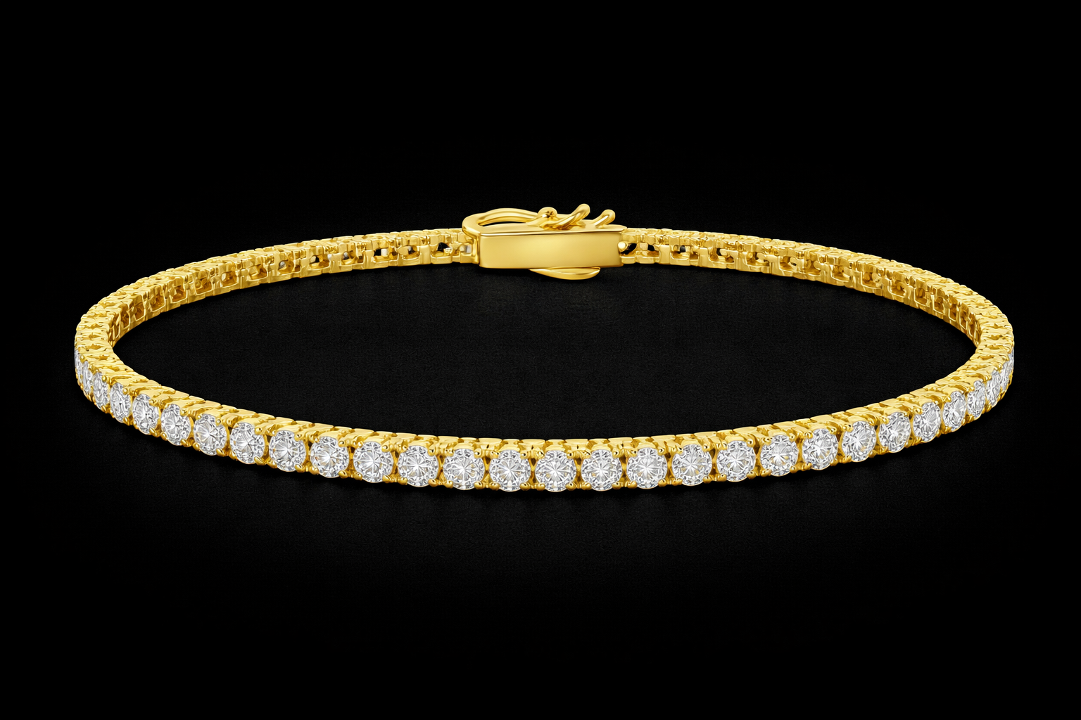 Brățară Tenis 3mm. Argint. Placat cu Aur.