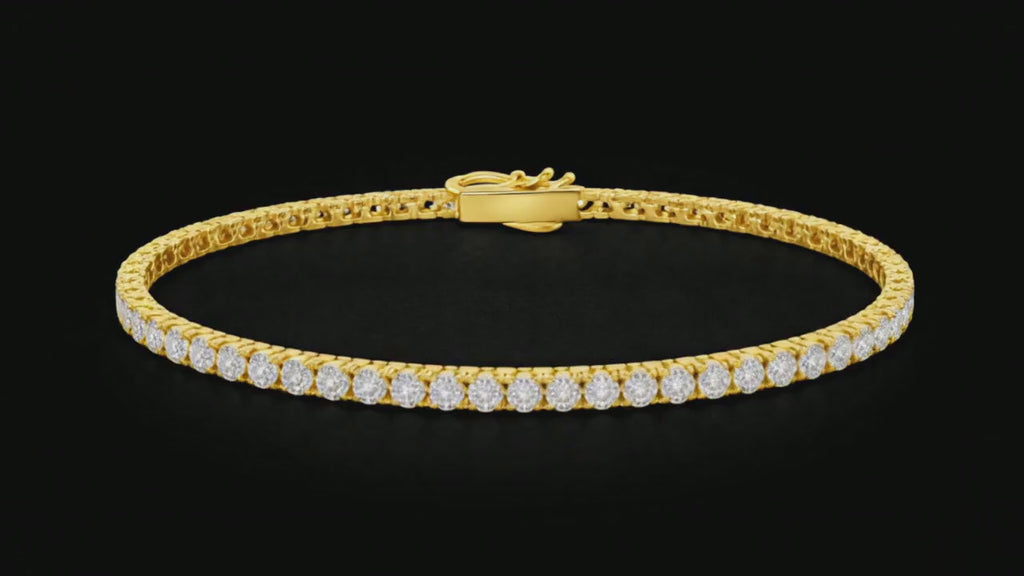 Brățară Tenis 3mm. Argint. Placat cu Aur.