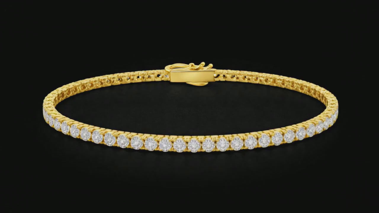 Brățară Tenis 3mm. Argint. Placat cu Aur.